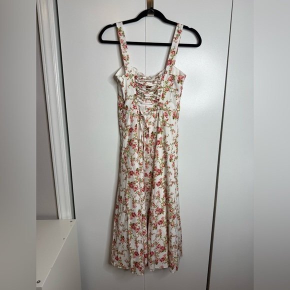 Commense Rosebud Floral Midi Sundress White Pink Slit Corset Small NWT - Picture 5 of 15